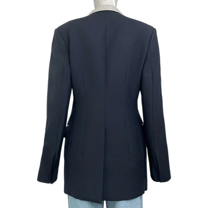 Loewe Jacket Current Wool Peaked Lapel Black White Size 38