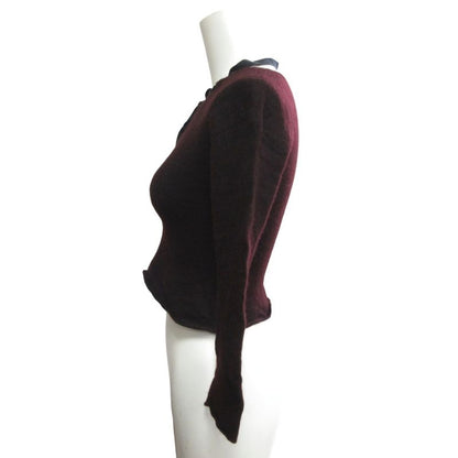 Gucci Cashmere V-neck Short Knit Pullover Sweater Ribbon Long Sleeve Domestic