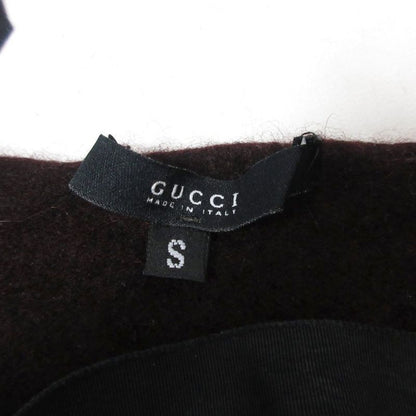 Gucci Cashmere V-neck Short Knit Pullover Sweater Ribbon Long Sleeve Domestic