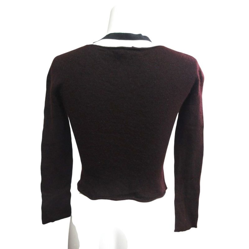 Gucci Cashmere V-neck Short Knit Pullover Sweater Ribbon Long Sleeve Domestic