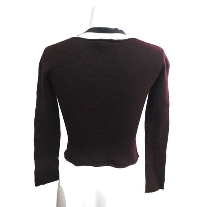 Gucci Cashmere V-neck Short Knit Pullover Sweater Ribbon Long Sleeve Domestic