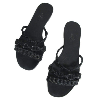 Hermes Rivage Rubber Sandals Chaine D'ancre 181169z Black 36 - MNK2