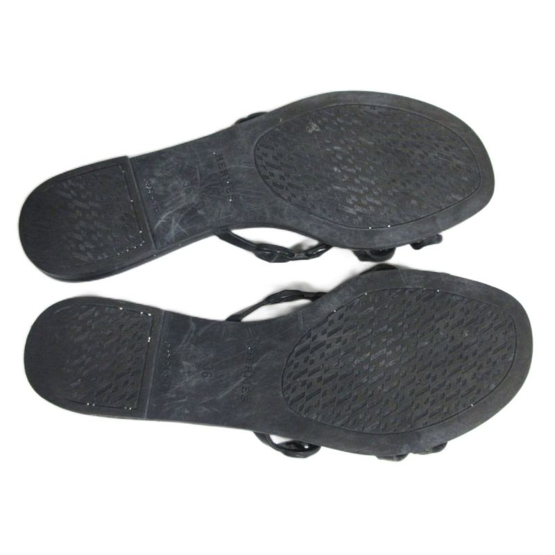 Hermes Rivage Rubber Sandals Chaine D'ancre 181169z Black 36 - MNK2