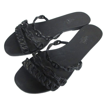 Hermes Rivage Rubber Sandals Chaine D'ancre 181169z Black 36 - MNK2