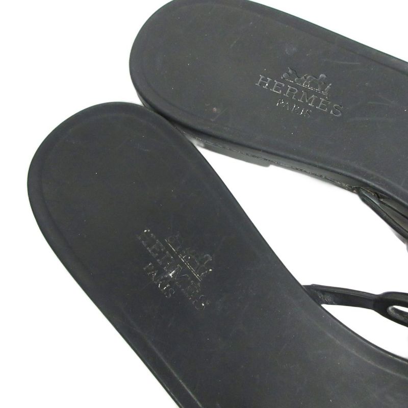 Hermes Rivage Rubber Sandals Chaine D'ancre 181169z Black 36 - MNK2