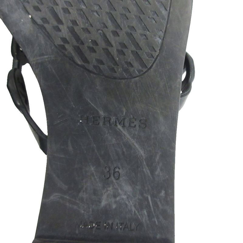 Hermes Rivage Rubber Sandals Chaine D'ancre 181169z Black 36 - MNK2