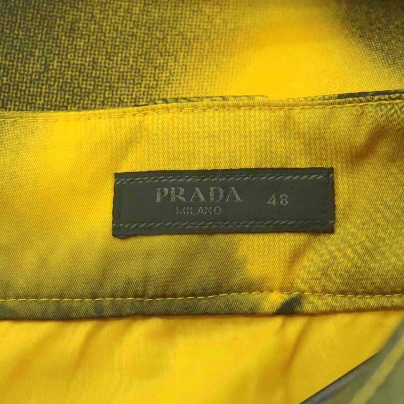 Prada Bermuda Shorts Half Pants Flower Print 48 Yellow Spg32 AN63 AA