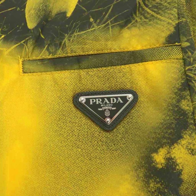 Prada Bermuda Shorts Half Pants Flower Print 48 Yellow Spg32 AN63 AA