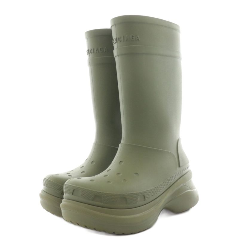 Balenciaga X Crocs 22SS Clog Boot 2.0 Army Green Clog Boots Long Boots Logo