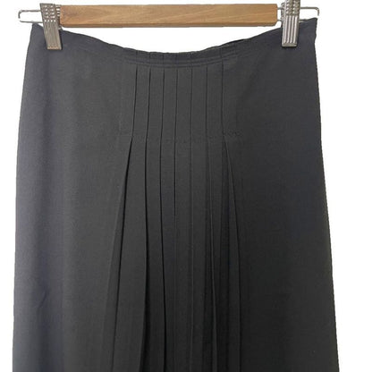 Prada Front Pleated Flared Skirt Knee Length 36 Black
