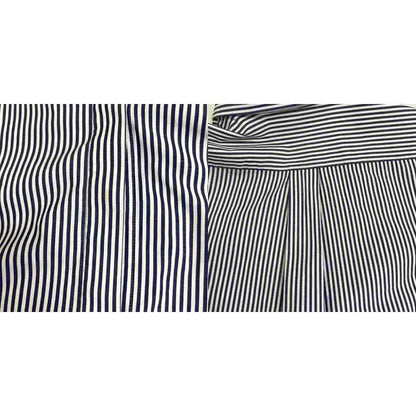 Celine Stripe Shirt Blouse Wing Button Side Slit Long Sleeves 38 Navy Blue Navy