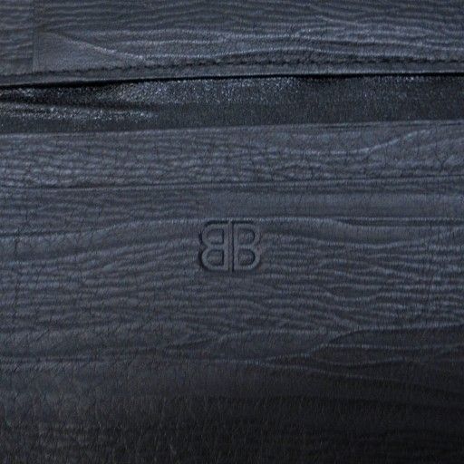 Balenciaga Card Case Business Card Holder Fold Logo Shape Stamped Black Ibo81