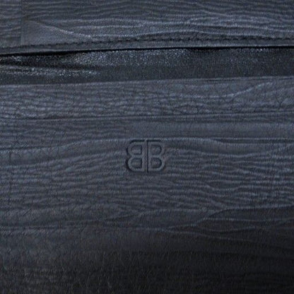Balenciaga Card Case Business Card Holder Fold Logo Shape Stamped Black Ibo81