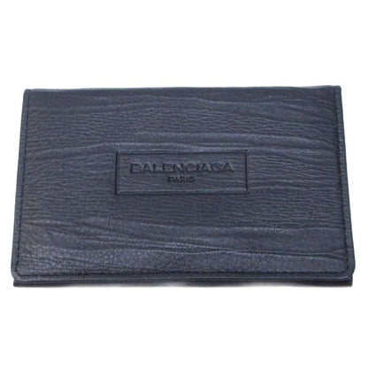 Balenciaga Card Case Business Card Holder Fold Logo Shape Stamped Black Ibo81