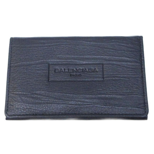 Balenciaga Card Case Business Card Holder Fold Logo Shape Stamped Black Ibo81