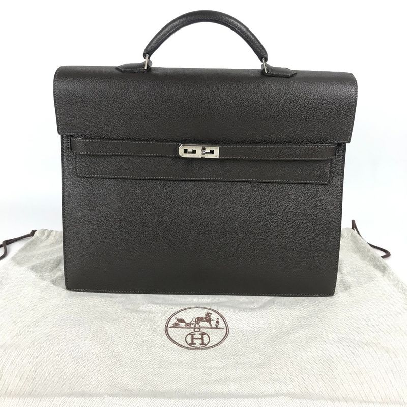 Hermes Briefcase Kelly Depeche 34 Kelly Depeche 34 Leather Dark Brown