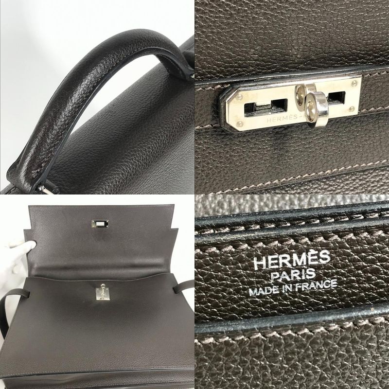 Hermes Briefcase Kelly Depeche 34 Kelly Depeche 34 Leather Dark Brown
