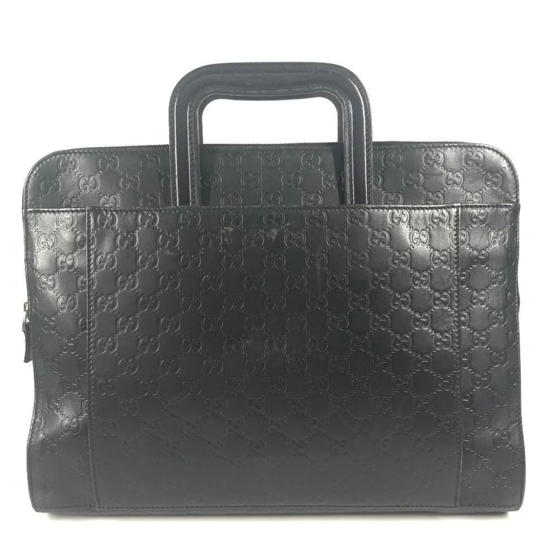 Gucci Briefcase Guccissima GG Logo 152604 Cima Leather Black