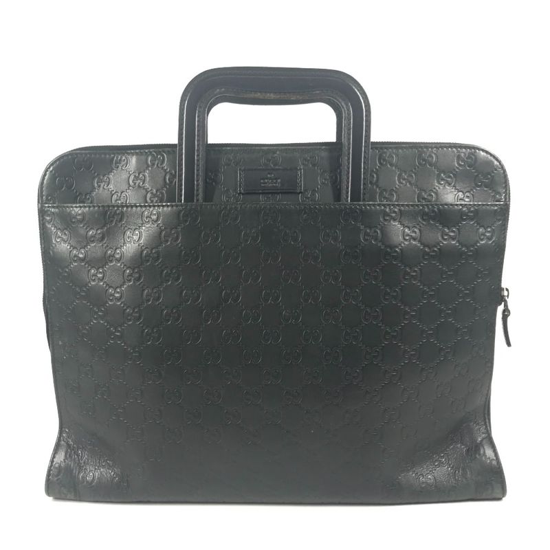 Gucci Briefcase Guccissima GG Logo 152604 Cima Leather Black