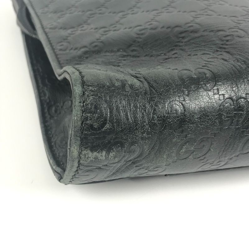 Gucci Briefcase Guccissima GG Logo 152604 Cima Leather Black