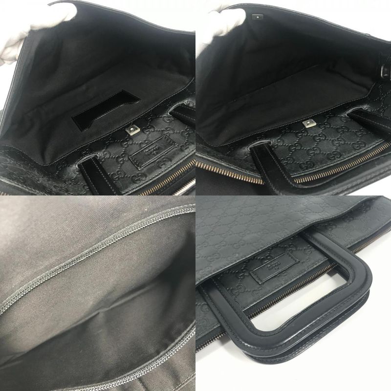 Gucci Briefcase Guccissima GG Logo 152604 Cima Leather Black