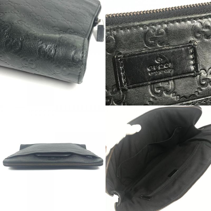 Gucci Briefcase Guccissima GG Logo 152604 Cima Leather Black