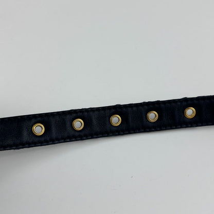 Christian DIOR Trotter Belt 75 Leather Canvas Navy Vintage Women's
