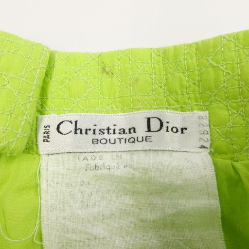 Christian DIOR Long Skirt With Cannage Stitching Design Yellow Green 1106