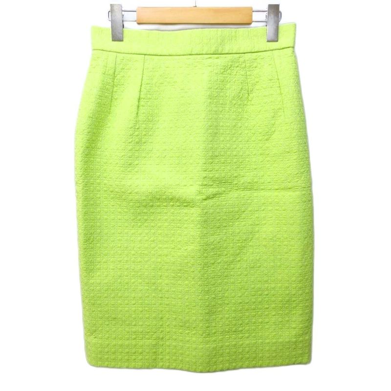 Christian DIOR Long Skirt With Cannage Stitching Design Yellow Green 1106