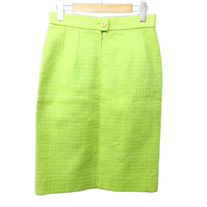Christian DIOR Long Skirt With Cannage Stitching Design Yellow Green 1106