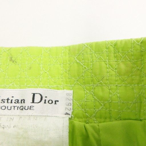 Christian DIOR Long Skirt With Cannage Stitching Design Yellow Green 1106