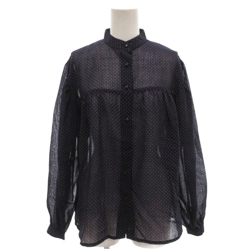 Christian DIOR Blouse Shirt M Navy Blue Navy Dotted Ibo81 FF