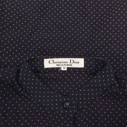 Christian DIOR Blouse Shirt M Navy Blue Navy Dotted Ibo81 FF