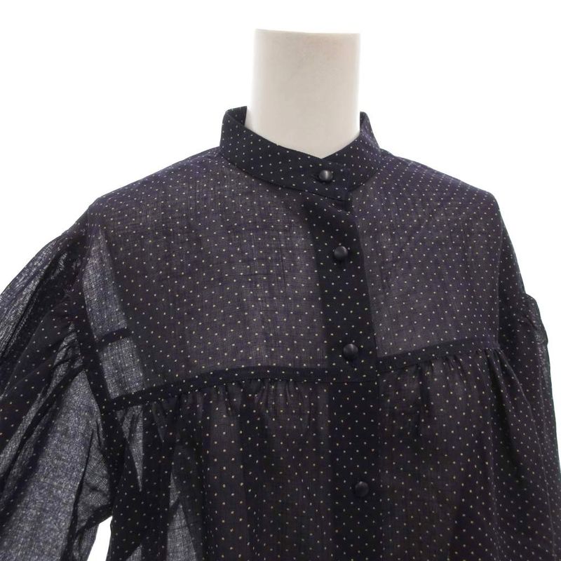 Christian DIOR Blouse Shirt M Navy Blue Navy Dotted Ibo81 FF
