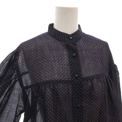 Christian DIOR Blouse Shirt M Navy Blue Navy Dotted Ibo81 FF