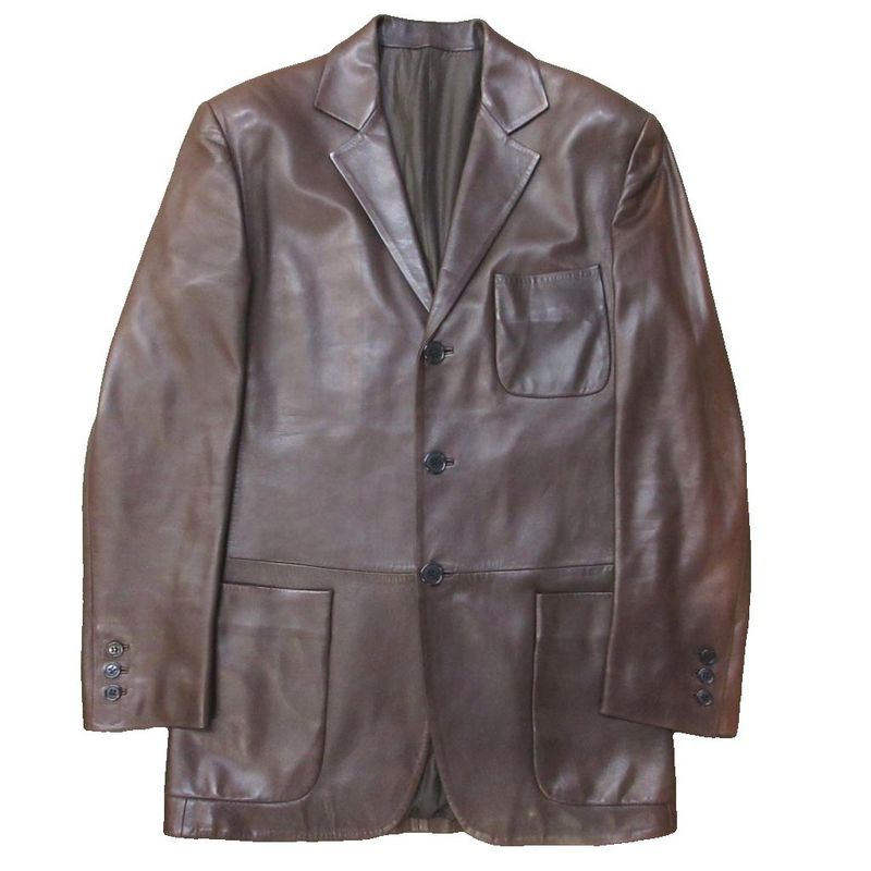 Loewe Lamb Leather Coat Jacket Brown 48 Approx M Ibo81 1107