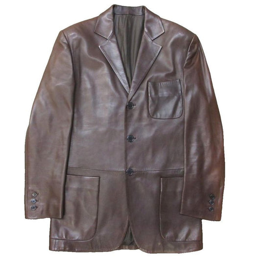 Loewe Lamb Leather Coat Jacket Brown 48 Approx M Ibo81 1107