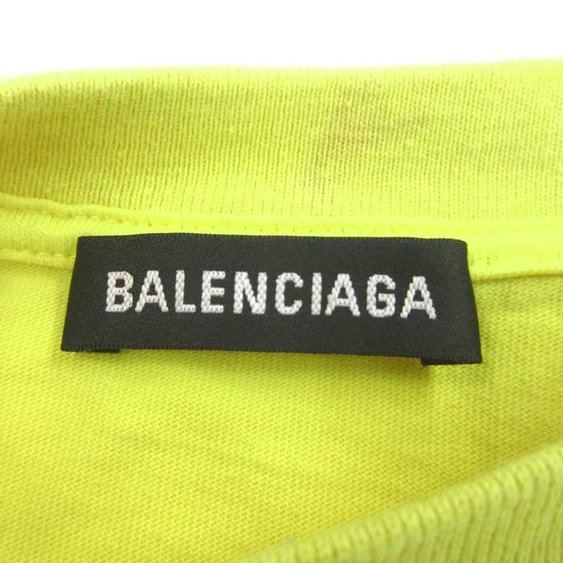 Balenciaga 20SS Campaign Logo Oversize T-shirt Cut And Sleeved Short Yellow XS