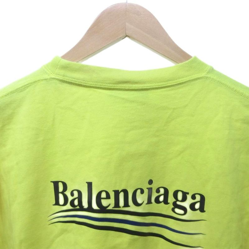 Balenciaga 20SS Campaign Logo Oversize T-shirt Cut And Sleeved Short Yellow XS