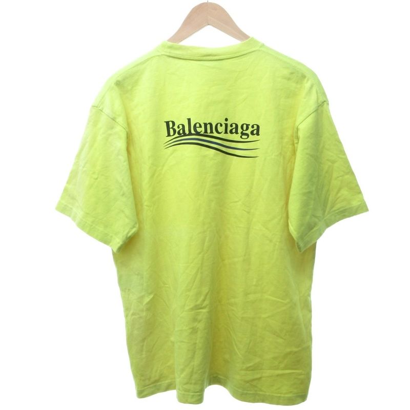 Balenciaga 20SS Campaign Logo Oversize T-shirt Cut And Sleeved Short Yellow XS