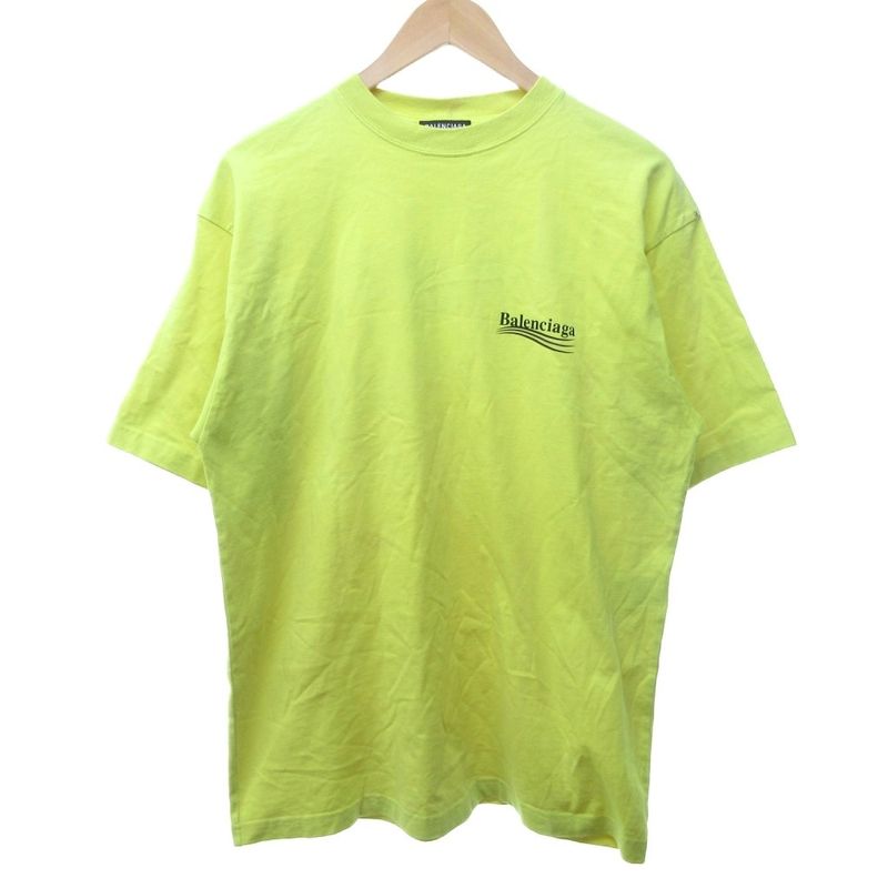 Balenciaga 20SS Campaign Logo Oversize T-shirt Cut And Sleeved Short Yellow XS