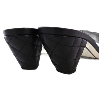 Chanel Coco Mark Matelasse Sandals Mules Leather 35.5c Black G38820 KH