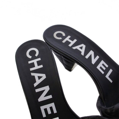 Chanel Coco Mark Matelasse Sandals Mules Leather 35.5c Black G38820 KH