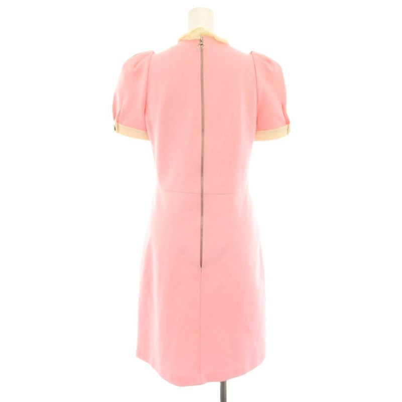 Gucci Jersey Ruffle Dress Knee Length Short Sleeves Puff Sleeves Interlocking