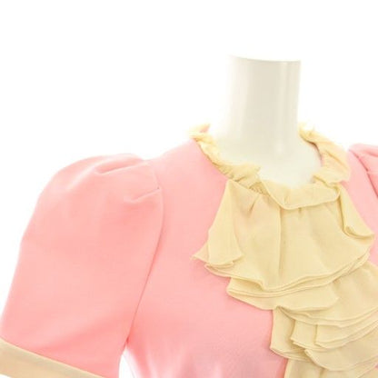 Gucci Jersey Ruffle Dress Knee Length Short Sleeves Puff Sleeves Interlocking