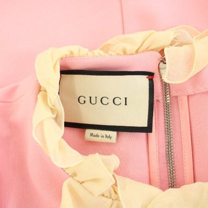 Gucci Jersey Ruffle Dress Knee Length Short Sleeves Puff Sleeves Interlocking