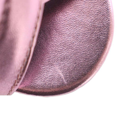 Gucci Silvia Crossover Mule Sandals Twist Leather Chunky Heel 38 Metallic Pink