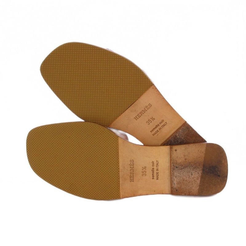 Hermes Oran Sandals Flat Leather 35.5 Brown KH