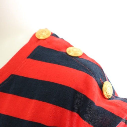 Gucci Cut And Sewn Blouse Short Sleeves French Sleeves Striped Pattern Logo