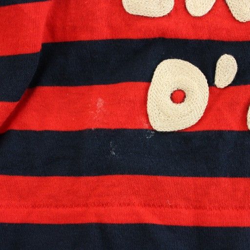 Gucci Cut And Sewn Blouse Short Sleeves French Sleeves Striped Pattern Logo